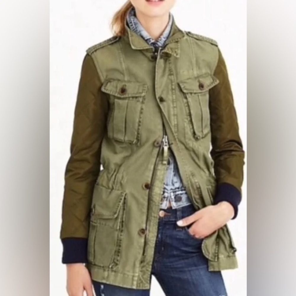 Jcrew quilted boyfriend fatigue jacket XS